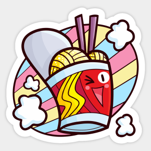 Cute red cup noodle Sticker